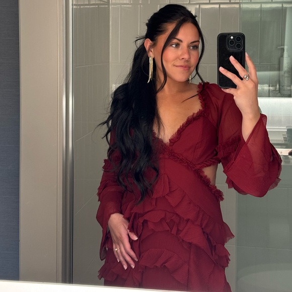 ASOS Burgundy Backless Ruffle Dress - Picture 8 of 8